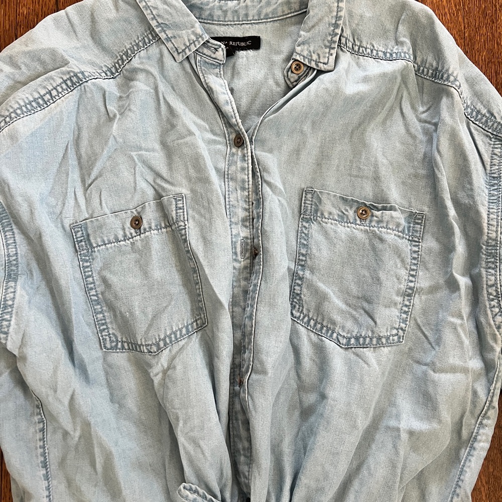 Banana Republic Light Wash Button Up Denim Dress Womens Size 4 - Picture 2 of 4
